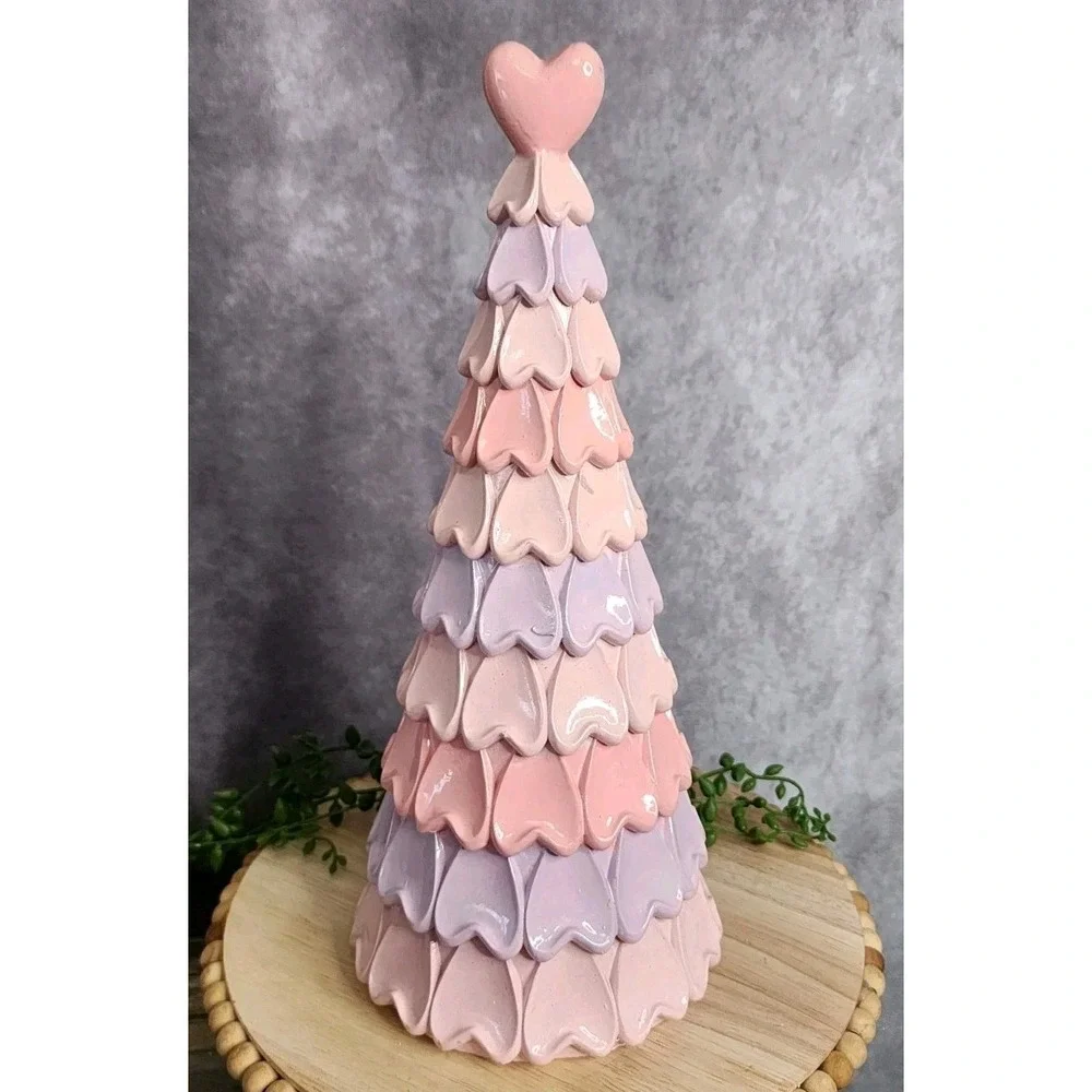 Valentines Day Pink Purple Hearts Decorative Tree‎ Resin 12